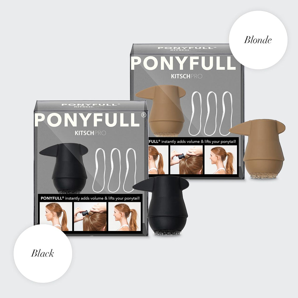 Kitsch PONYFULL se aplica fácilmente para peinados rápidos y pulidos.