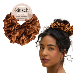 Kitsch coletero de satén reciclado con volantes para peinados suaves y elegantes
