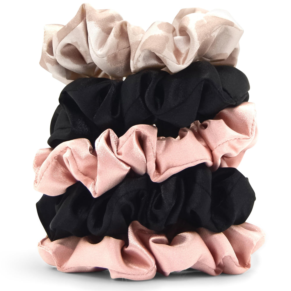 Kitsch scrunchies de satén con el paquete de 5 colores para cambiar looks.