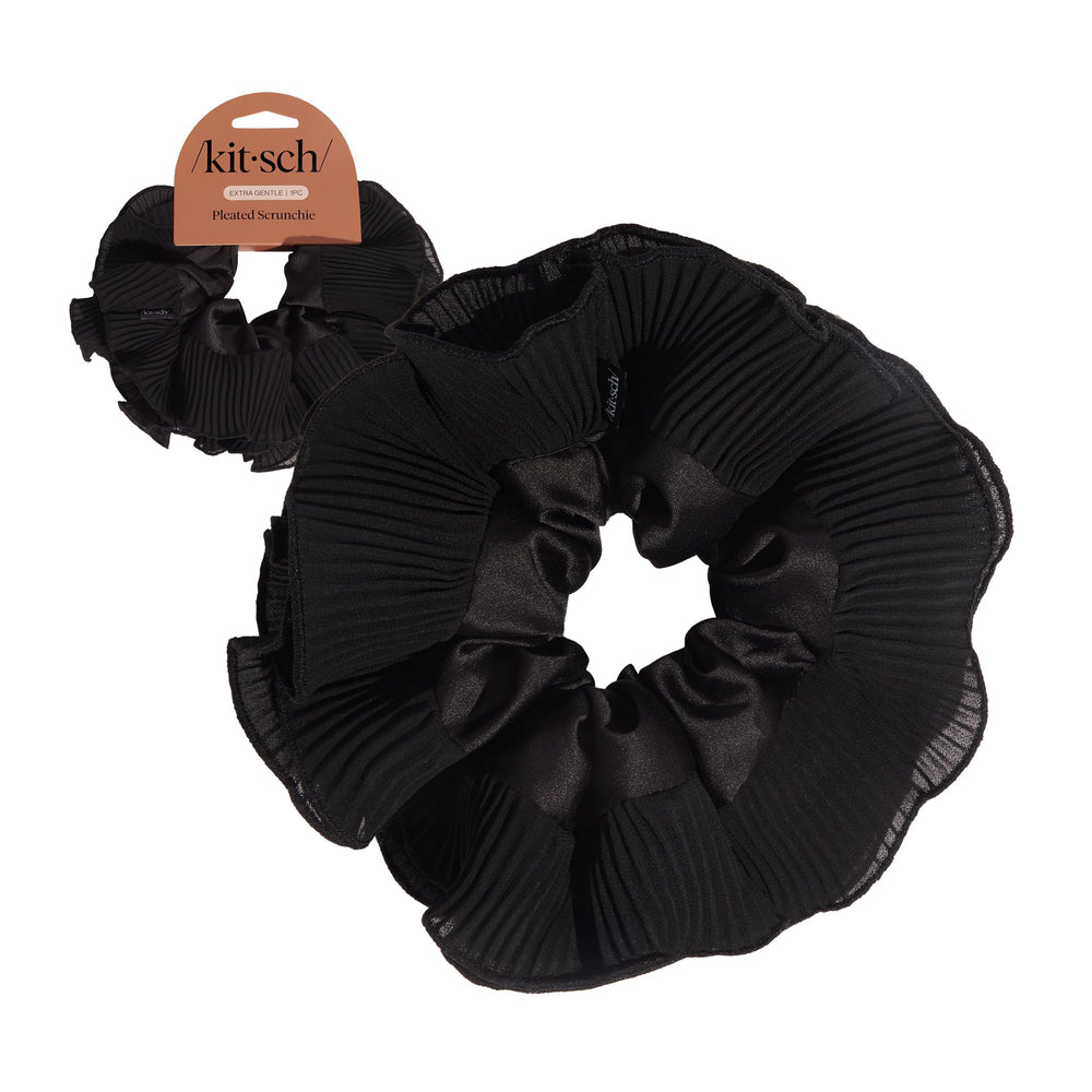 Kitsch coletero plisado negro, sin pliegues, para un peinado suave y elegante.