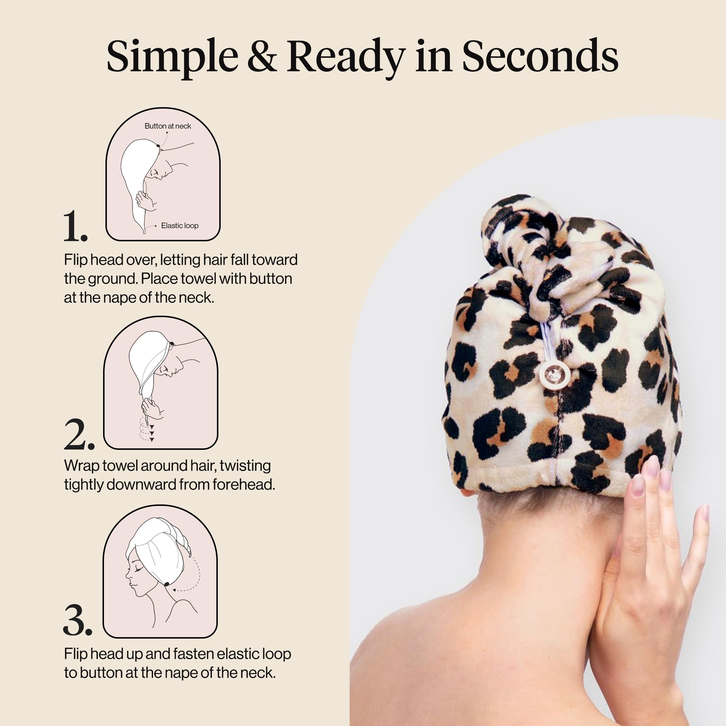 Kitsch: toalla para cabello largo, cobertura y protección.
