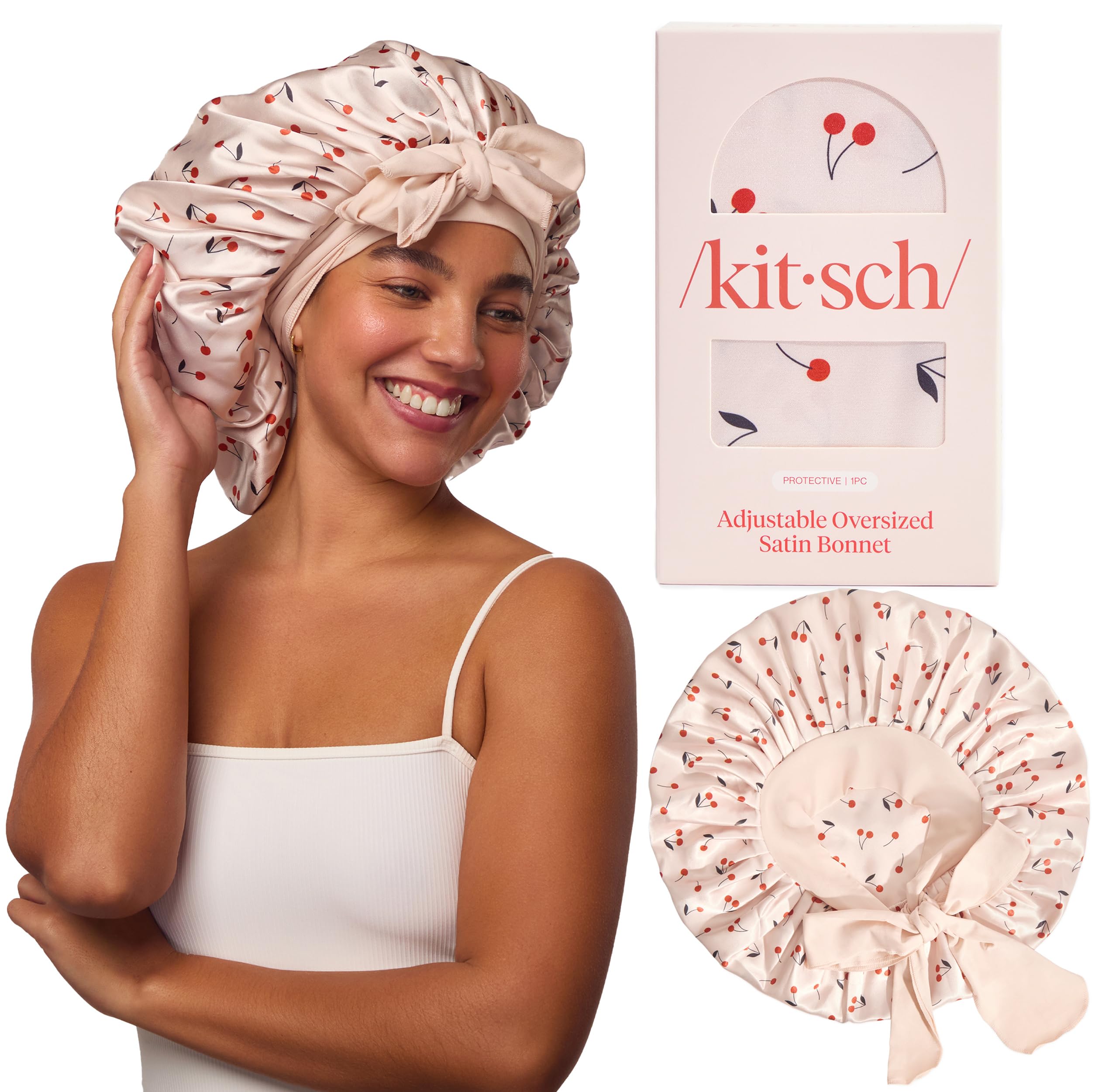 Kitsch XL bonete satin para dormir con ajuste, mantiene el cabello suave y protegido.