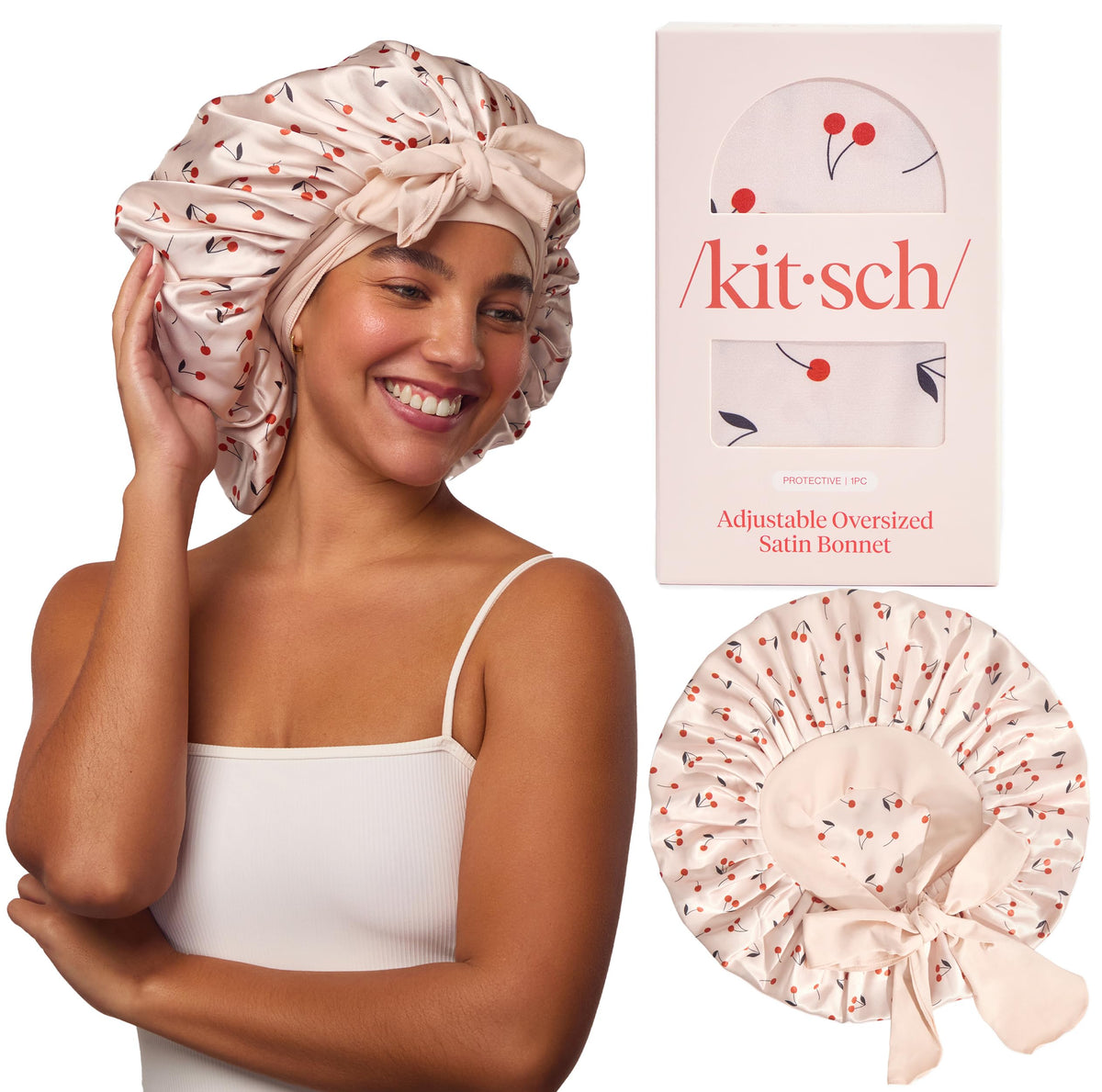 Kitsch XL bonete satin para dormir con ajuste, mantiene el cabello suave y protegido.