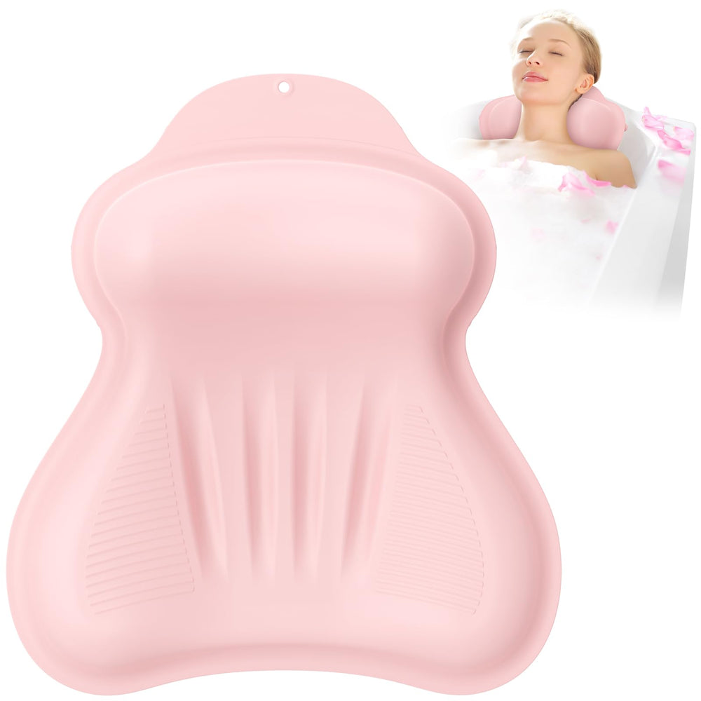 Kixcvdm almohada de baño silicona rosa, soporte cómodo para cabeza y cuello