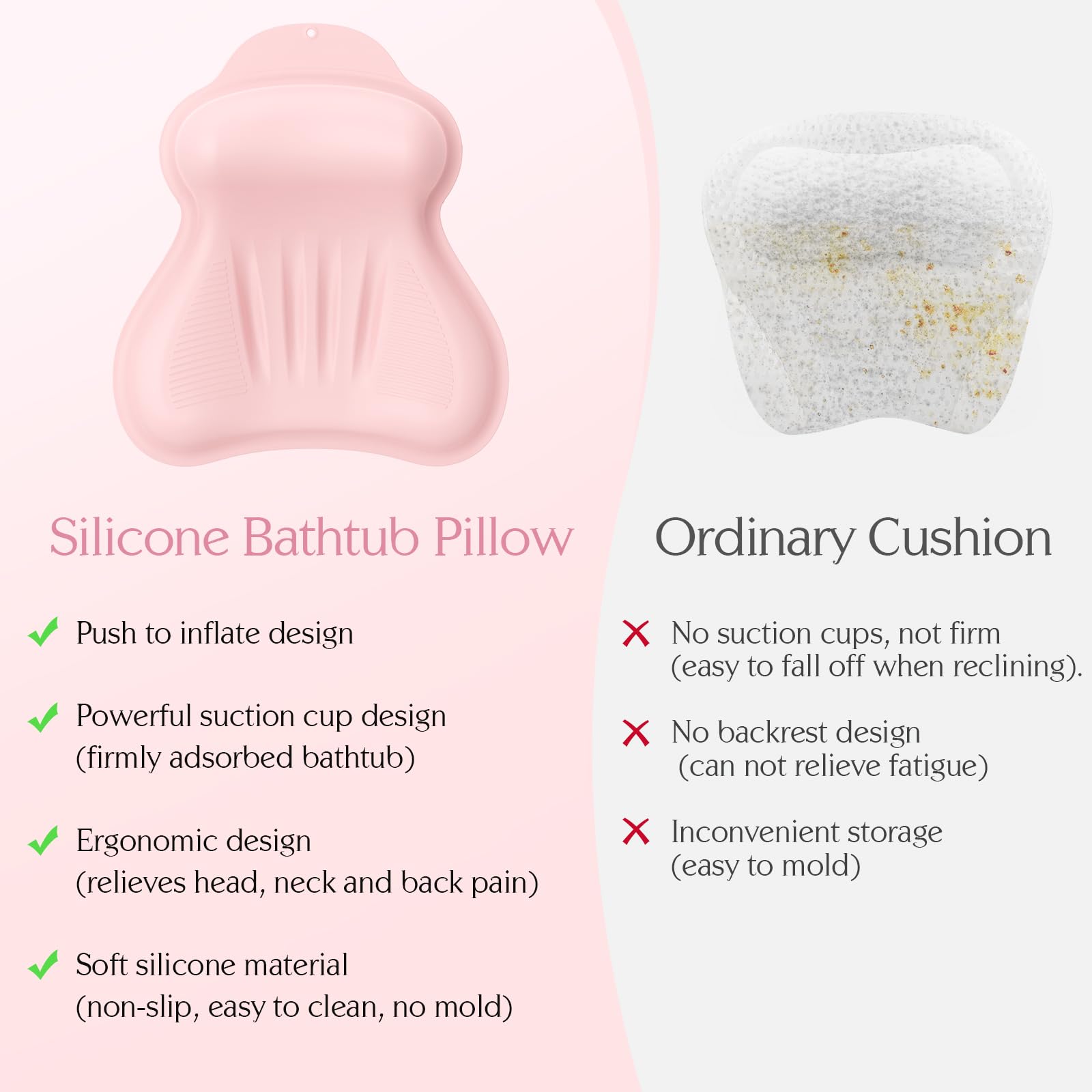 Kixcvdm almohada de silicona rosa, fácil de limpiar y secar