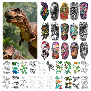 Tatuajes de dinosaurio KJYIOY con 77 diseños realistas para niños.