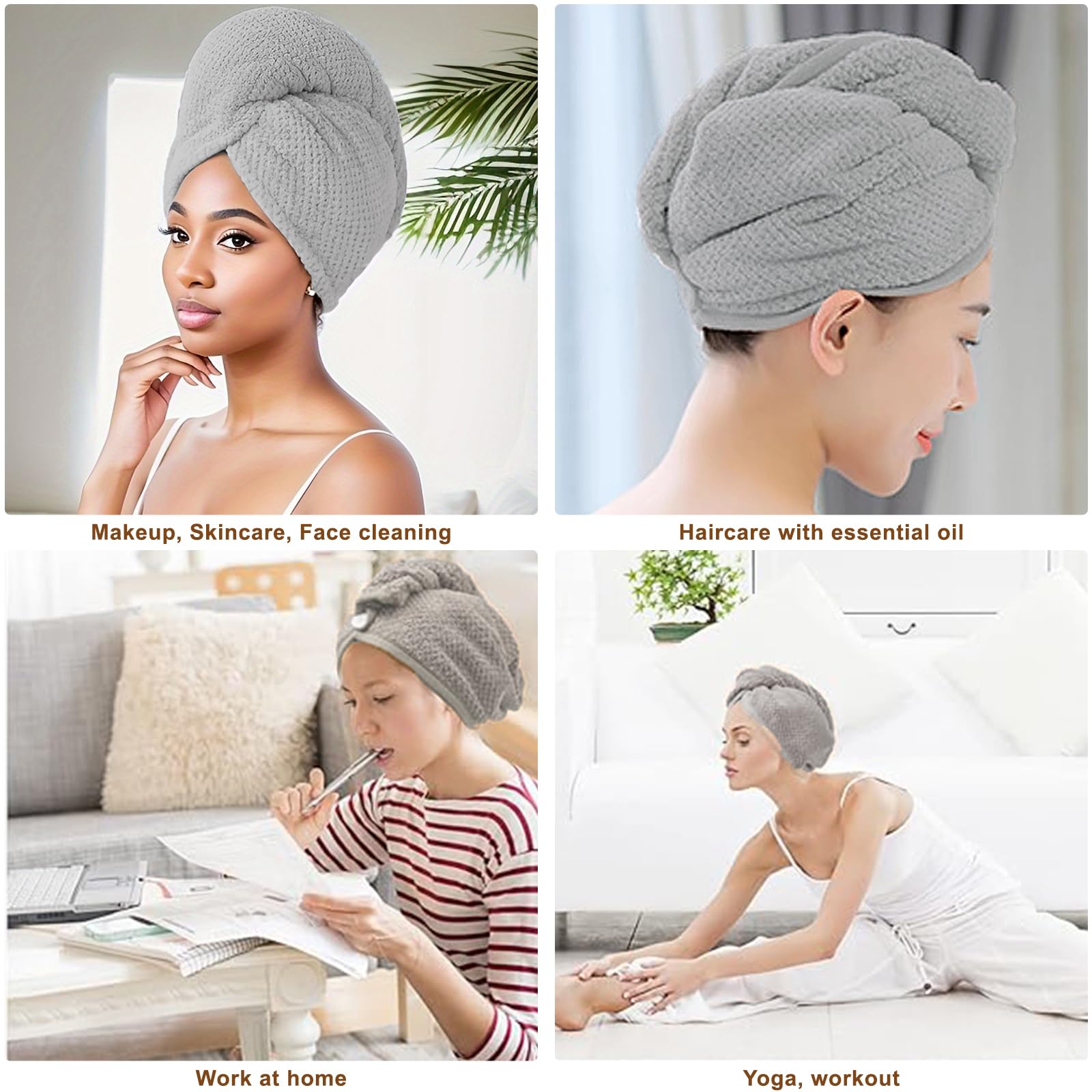 Toalla Kldnkig gris ideal para rizos y cabello rizado