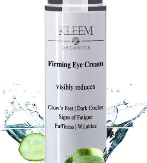 Kleem Organics crema de ojos en bote, firmeza y frescura al instante.