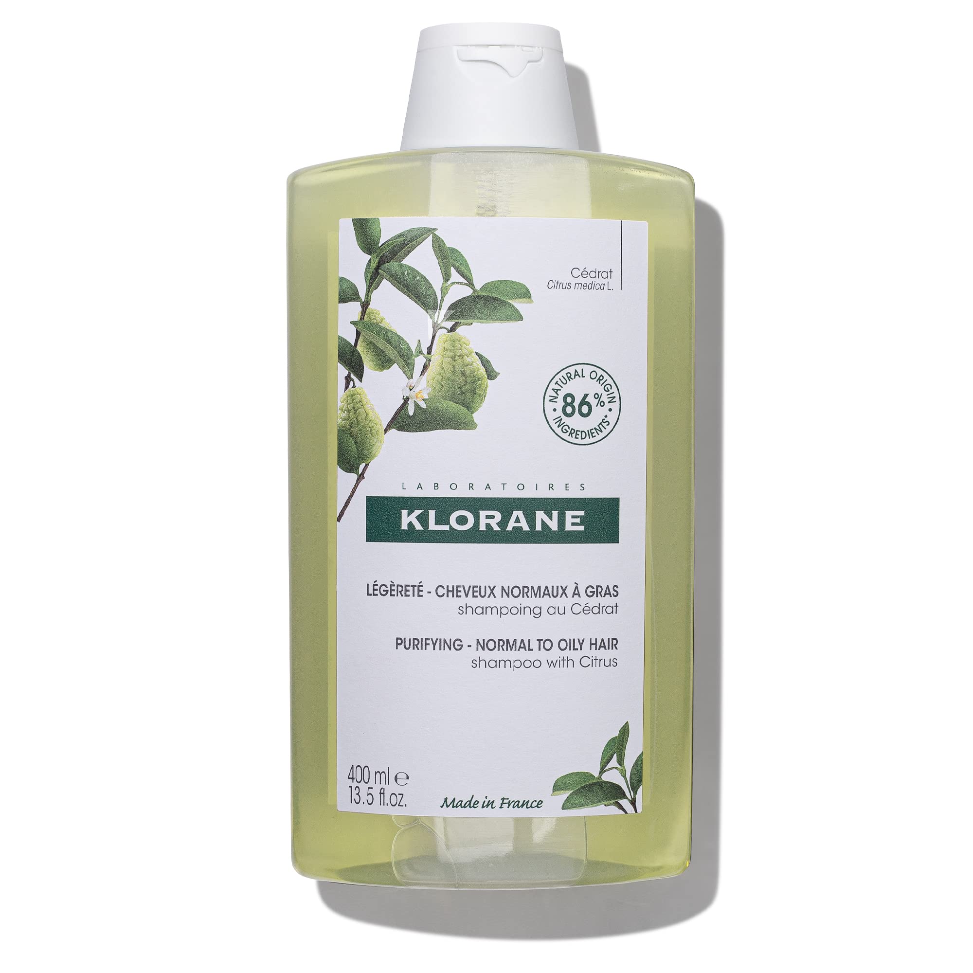 Klorane Champú Purificante con Cítricos limpia el cuero cabelludo y reduce la grasa.