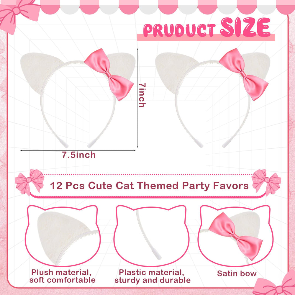 Knitgrip diadema orejas gato lazo rosado, accesorio para fotos