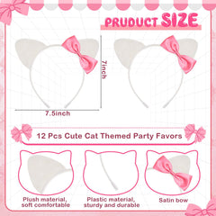 Knitgrip diadema orejas gato lazo rosado, accesorio para fotos