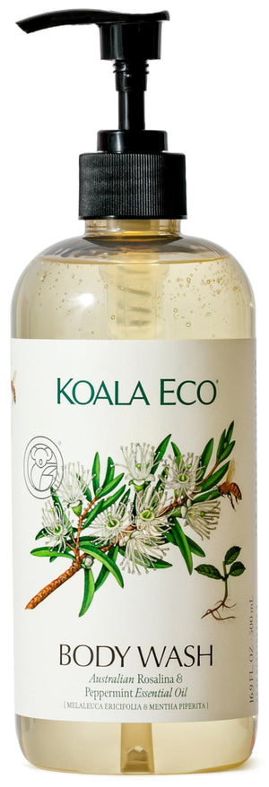 Koala Eco Body Wash Rosalina y Menta, botella para ducha aromática y refrescante.
