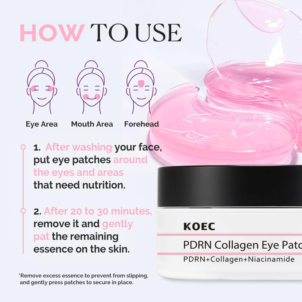 KOEC PDRN parches oculares, niacinamida e ingredientes clave para la piel