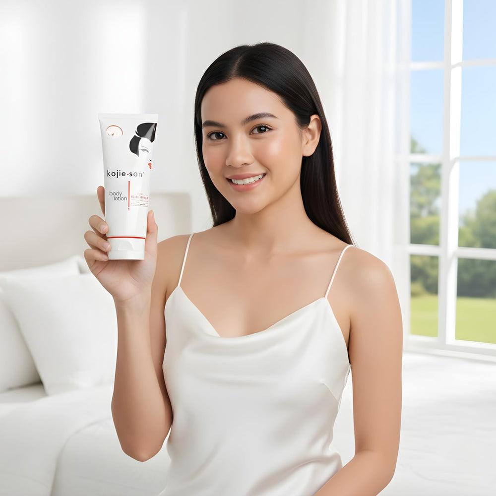 Kojie San loción corporal nutritiva: manteca de karité para nutrición profunda.