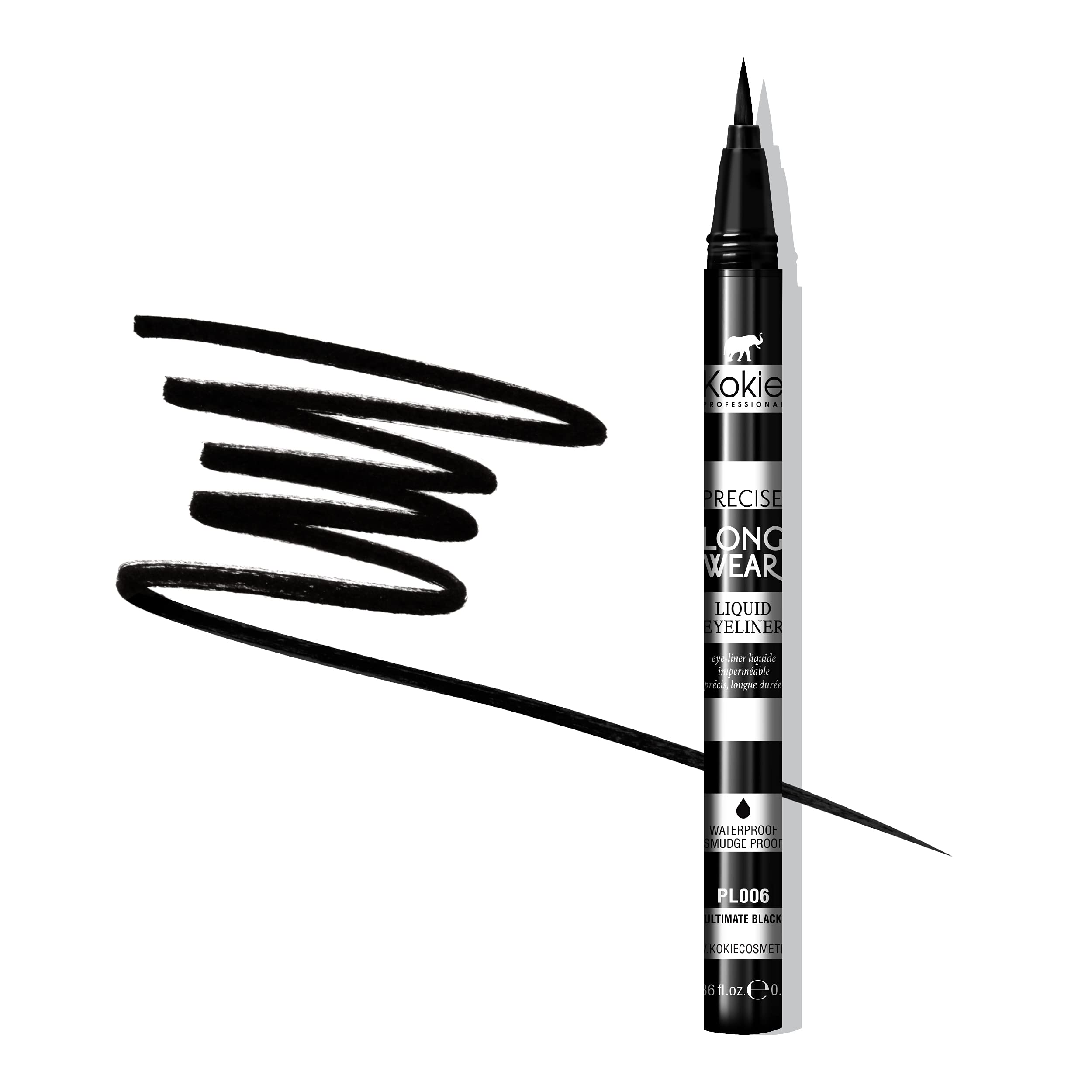 Kokie delineador impermeable con tinta ultra negra para un delineado duradero