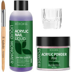 Kolqkee kit acrílico rosado con brocha Kolinsky para aplicación precisa