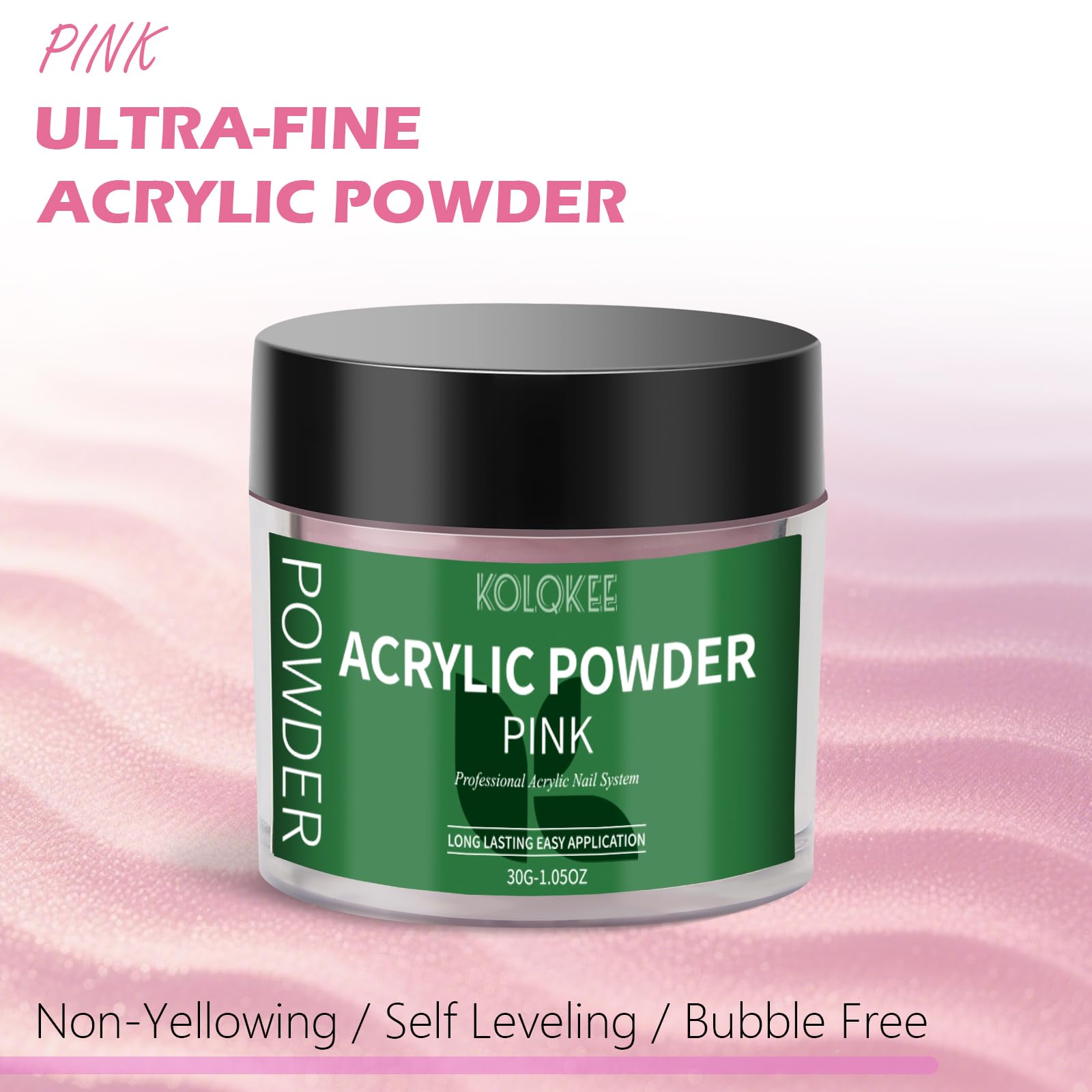 Kolqkee polvo acrílico rosado para uñas duraderas