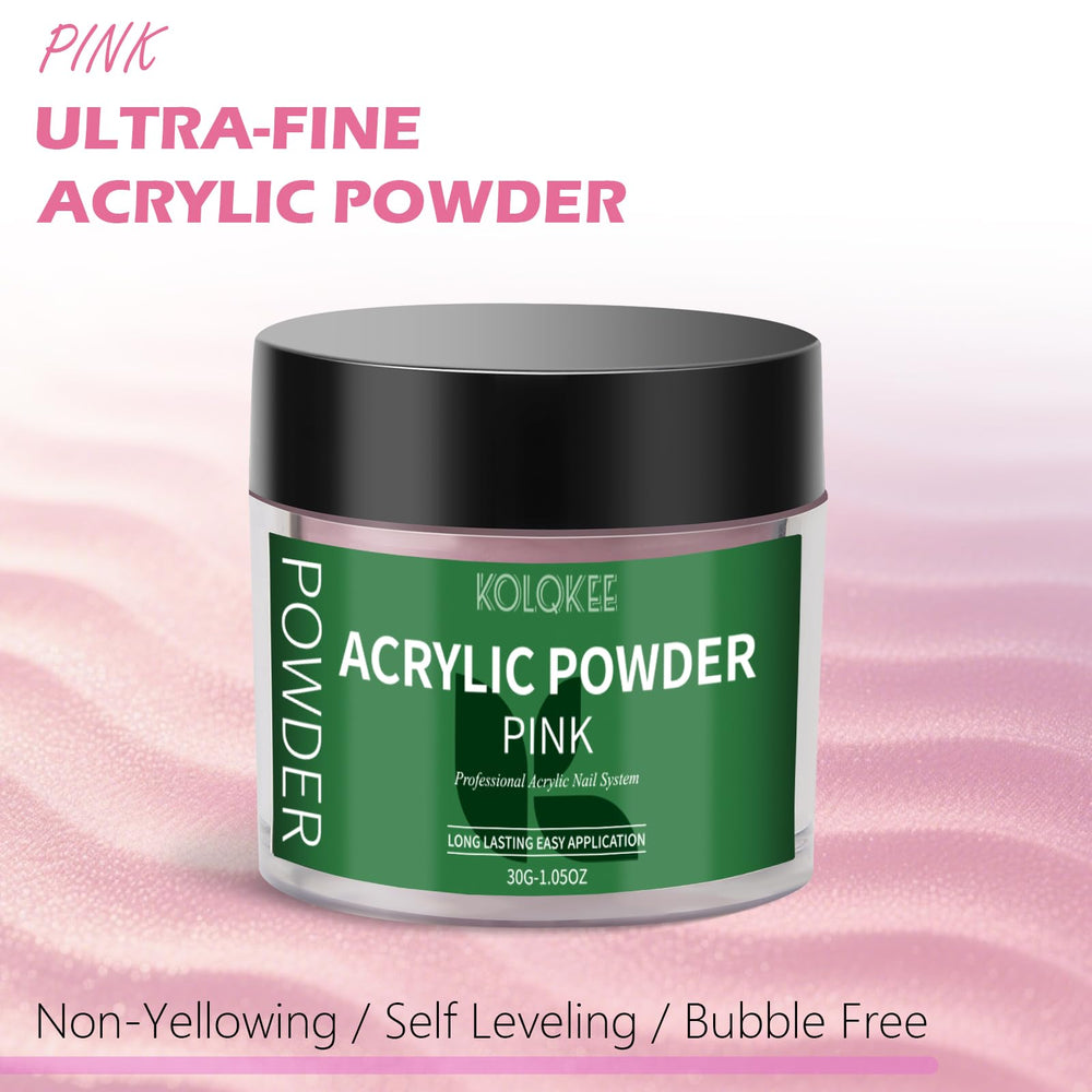 Kolqkee polvo acrílico rosado para uñas duraderas