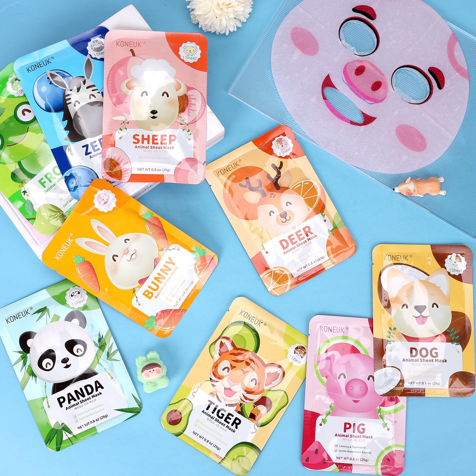 KONEUK mascarilla facial infantil con conejo, regalo ideal para fiestas o spa en casa.