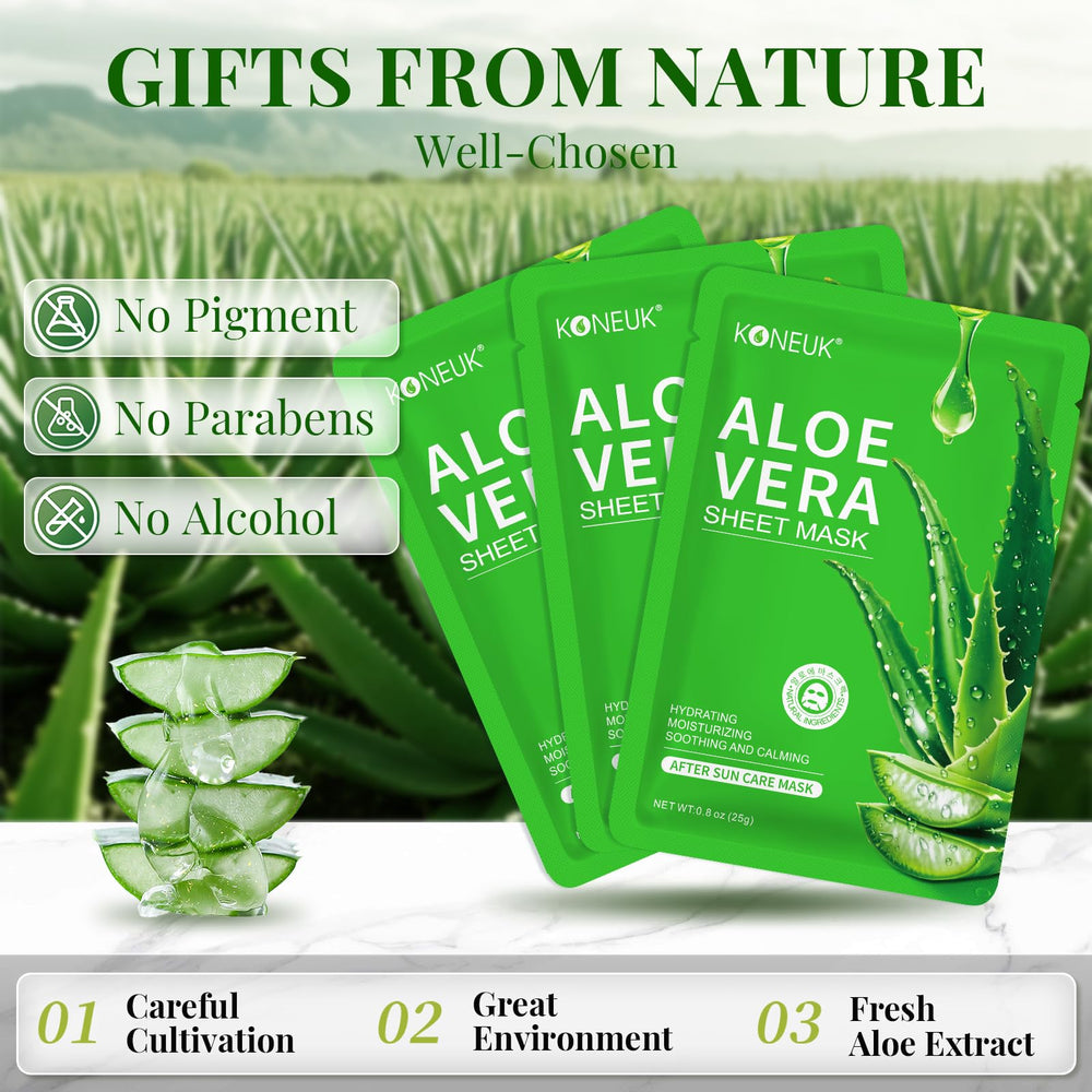 KONEUK Mascarilla Aloe Vera, textura refrescante para calmar la piel.