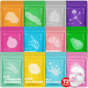 Mascarillas faciales KONEUK 72-pack en caja, hidratación profunda para la piel