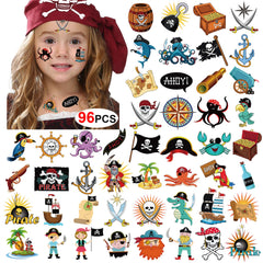 Konsait tatuajes piratas, paquete de 96 piezas, ideal para fiestas infantiles