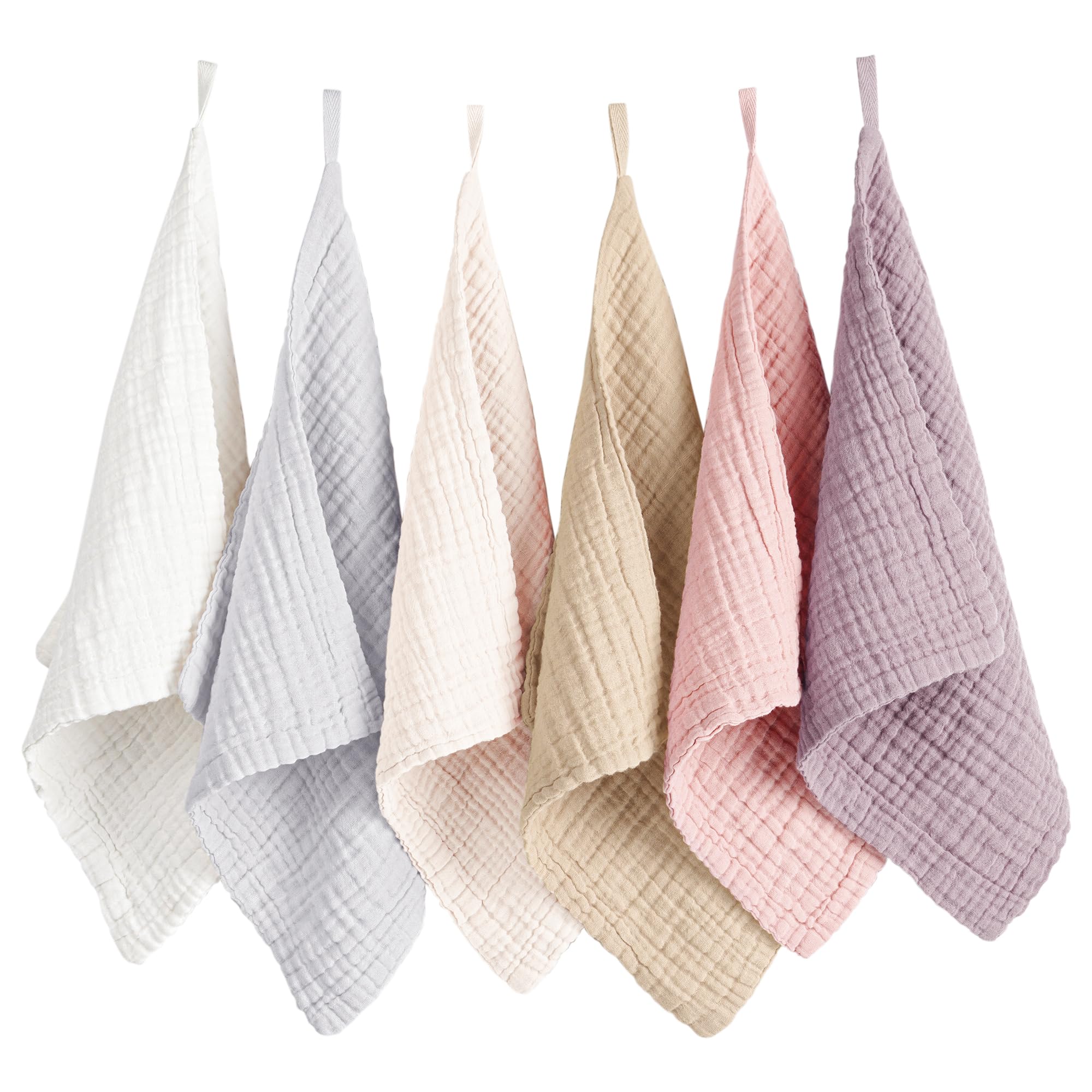Konssy panos faciales muselina: conjunto de seis, suave y absorbente para limpieza diaria.