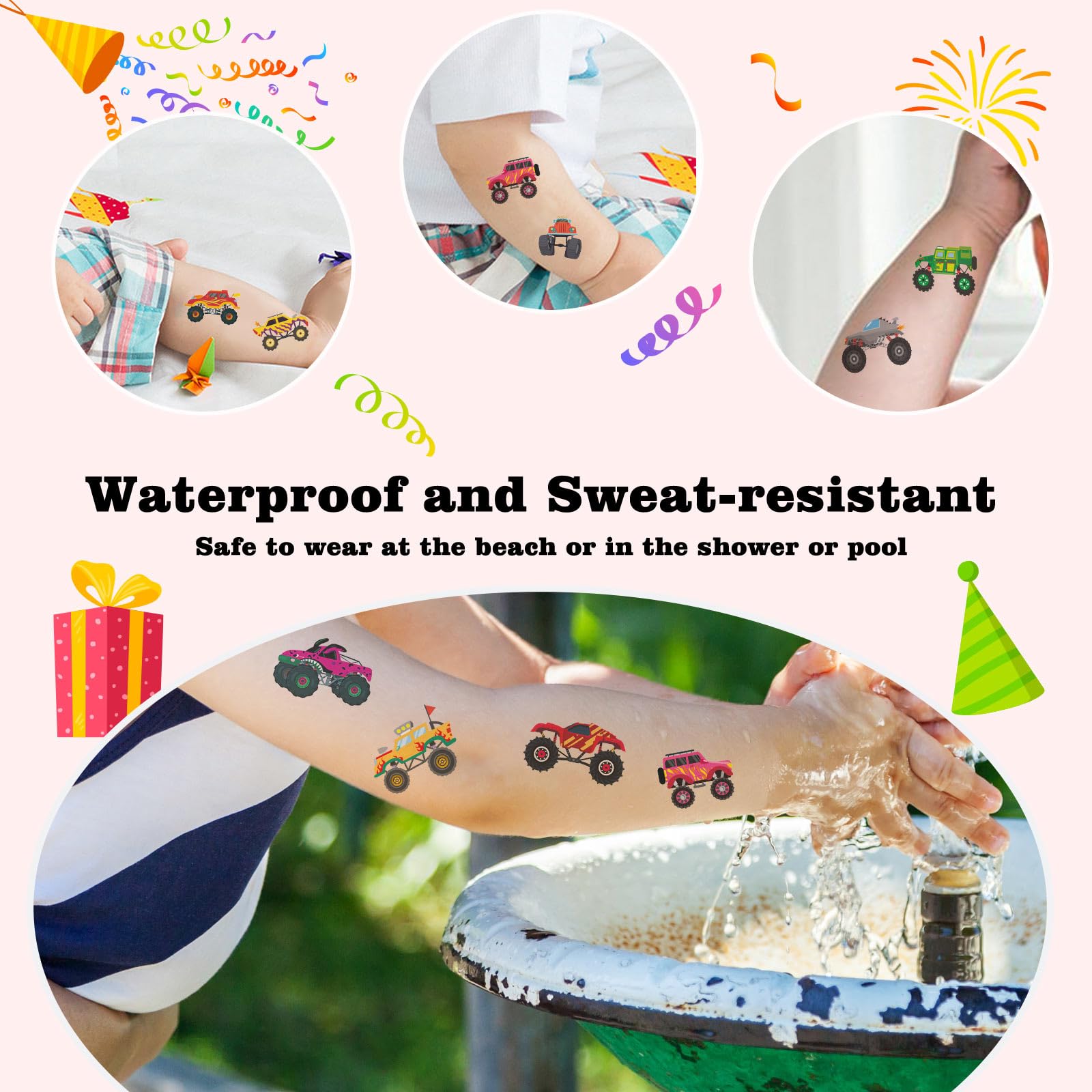 Kopokita tatuajes temporales para fiestas, resistentes al agua para nadar