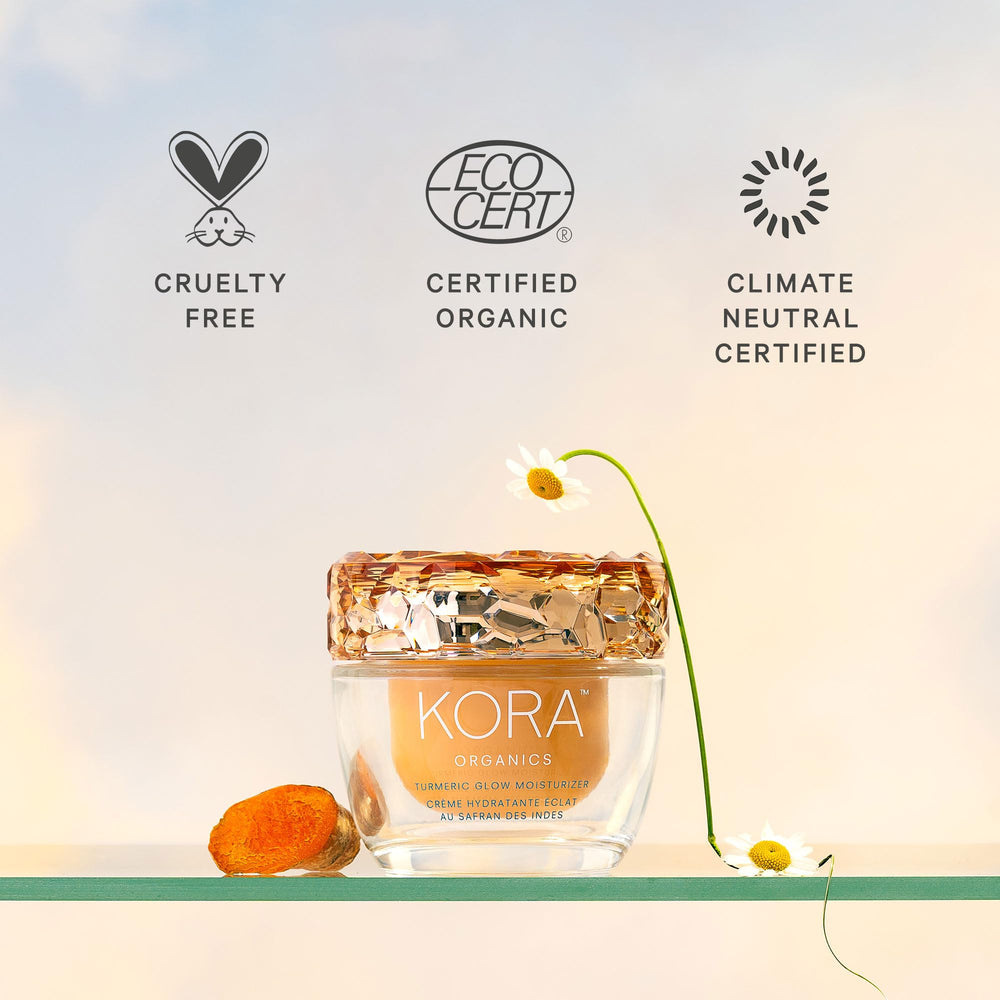 KORA Organics Turmeric Glow libre de crueldad y vegano.
