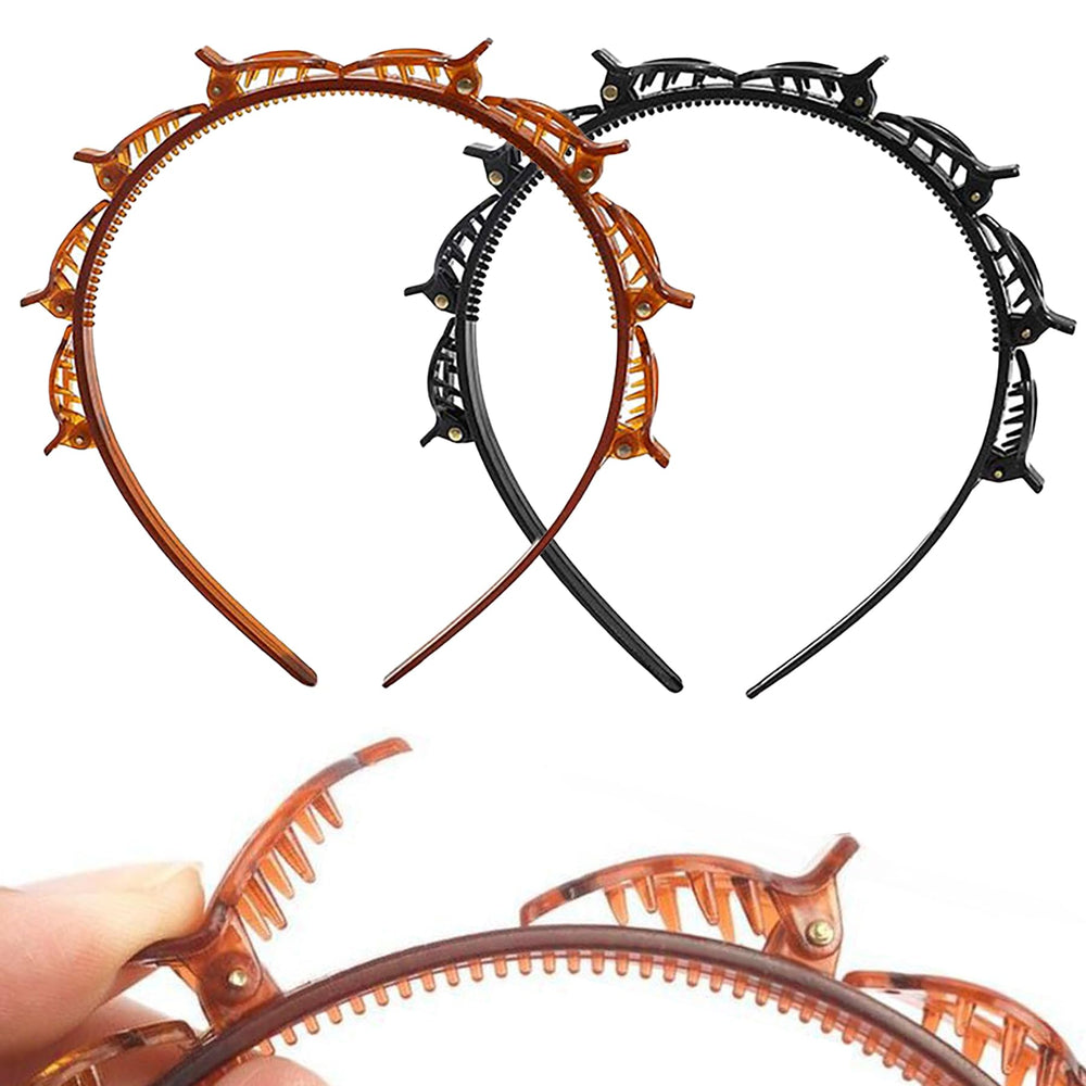 KornaDoz banda de cabello con clips negro, ideal para peinados rápidos y cómodos.