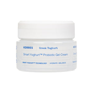 Korres gel-crema en envase, hidratación ligera sin grasa.