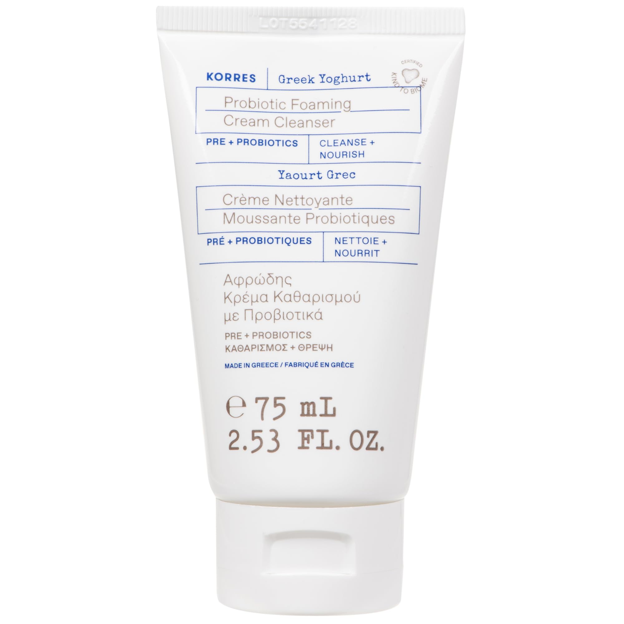 KORRES Yogur Griego, botella del limpiador crema-espuma para limpieza diaria.