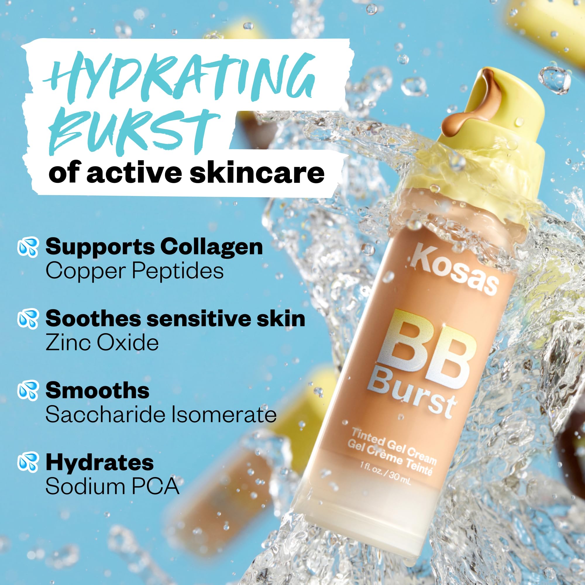 Kosas BB Burst contiene cobre y zinc para cuidado suave de la piel