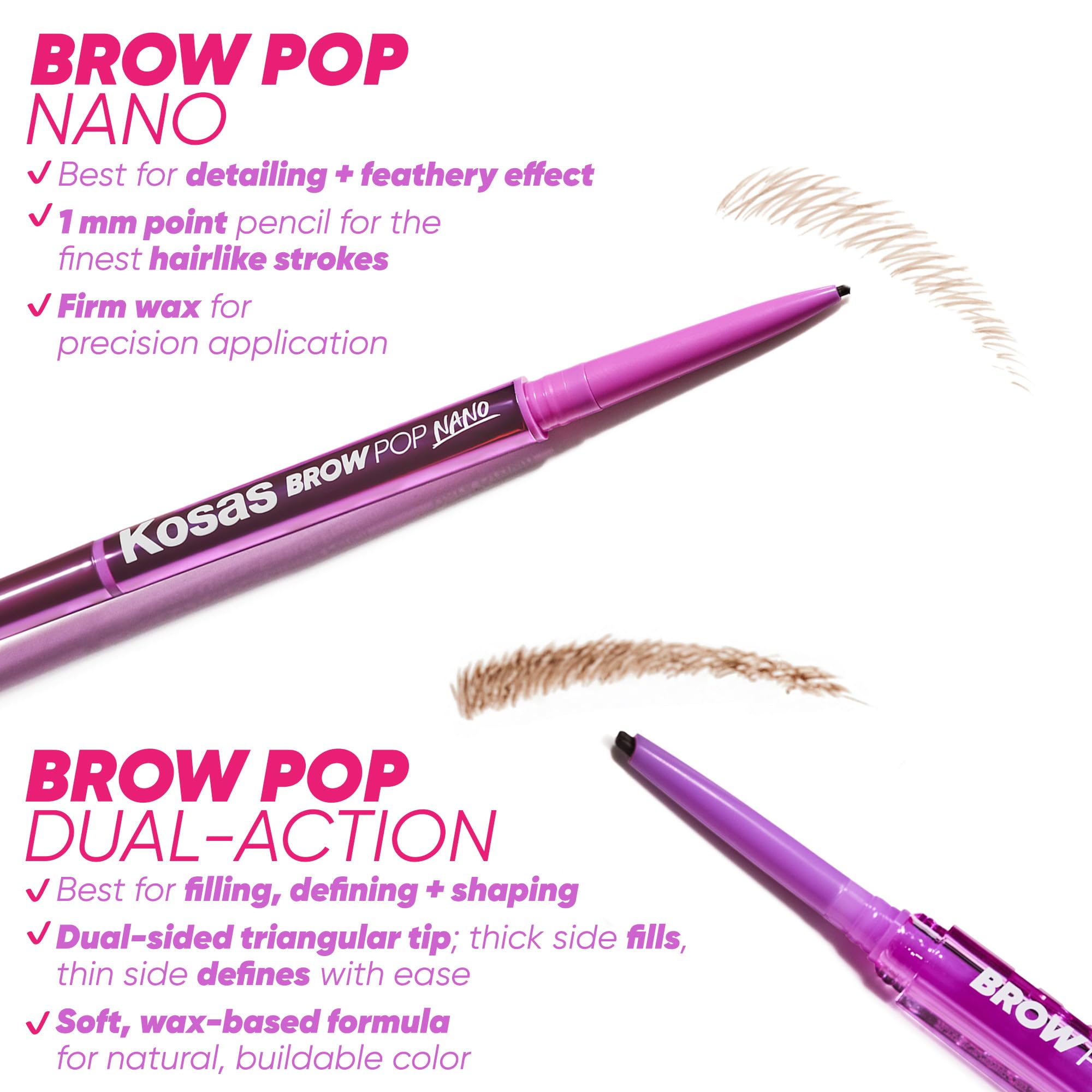 Kosas Brow Pop Nano Color natural tono topo.
