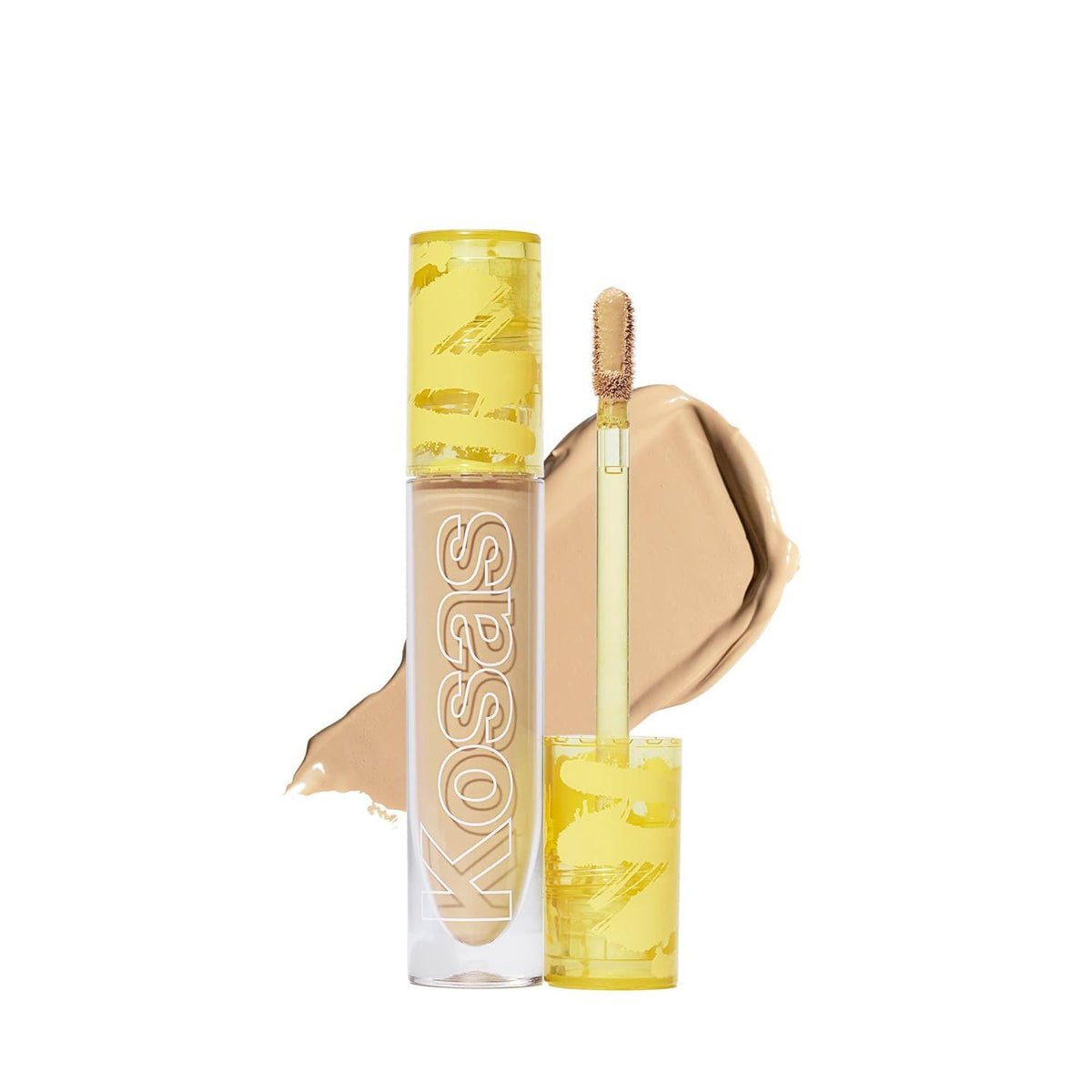 Kosas Revealer Concealer aplicado con brocha para una cobertura suave y natural.