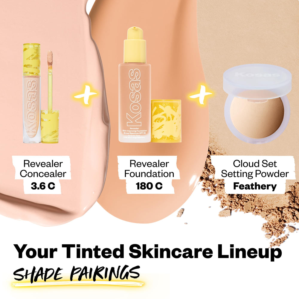 Kosas Revealer Concealer contiene cafeína y squalane para sensación fresca.
