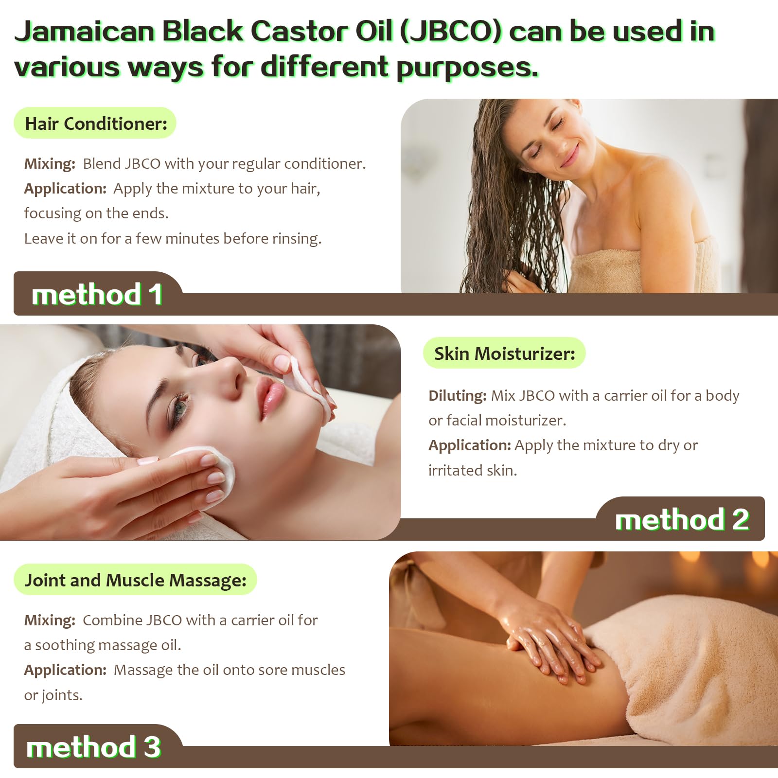KPNEMA Cuidado de piel con aceite de ricino negro jamaicano, hidratación profunda