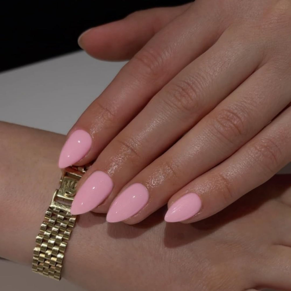 KQueenest uñas acrílicas rosa bebé, acabado liso y duradero.