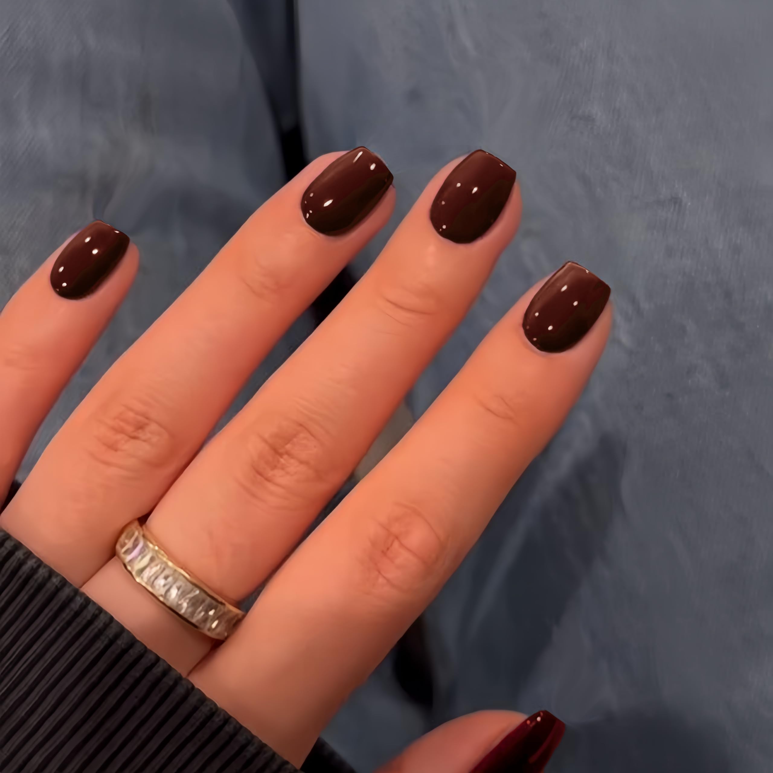 KQueenest uñas postizas efecto ojo de gato marrón bronce, ideal para salidas
