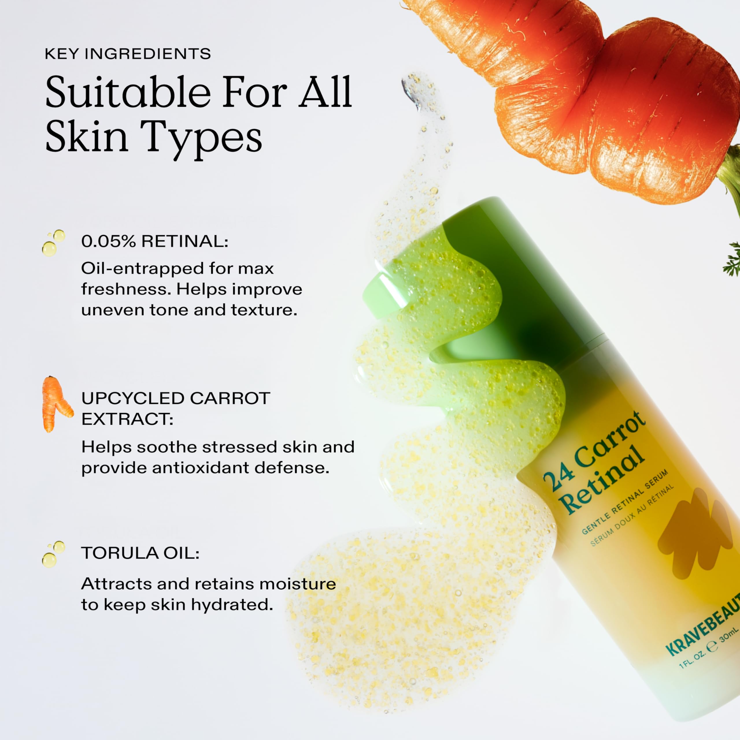 KraveBeauty 24 Carrot Suero tacto cremoso: sensación suave al aplicar