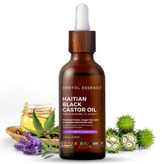 Kreyol Essence Aceite Negro de Ricino Haitiano, botella de cristal para uso diario