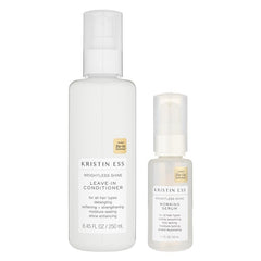 Acondicionador sin enjuague Kristin Ess en botella, hidratación ligera para cabello suave.