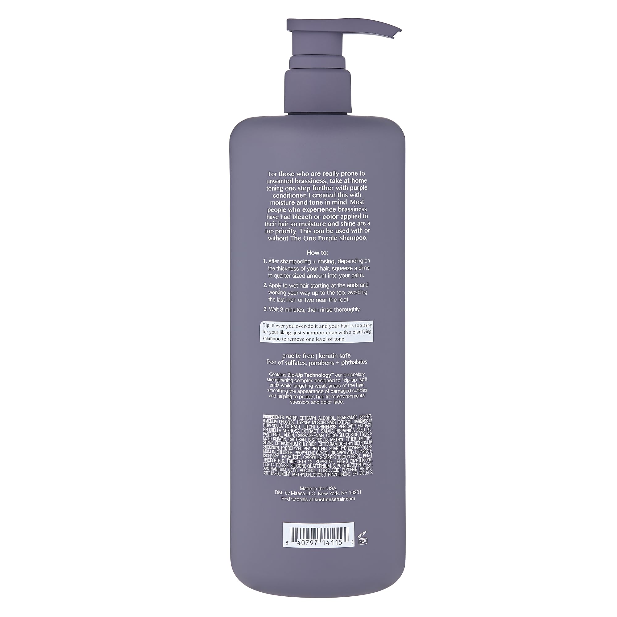 Kristin Ess The One Purple Conditioner, brillo restaurado para cabello rubio y plateado.