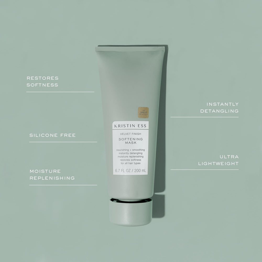 Kristin Ess mascarilla profunda, hidratación para cabello seco sin peso.