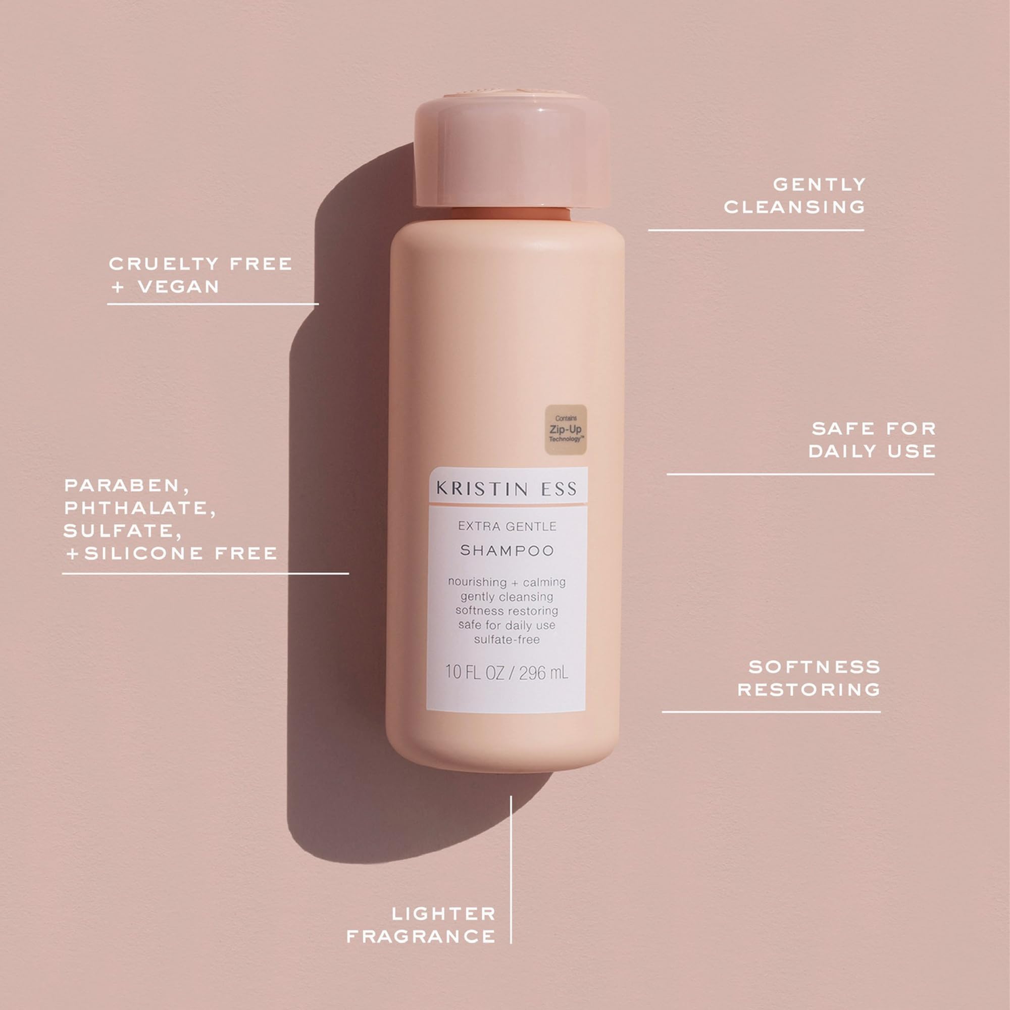 Shampoo Kristin Ess textura cremosa: aplicación fácil en cabello mojado.