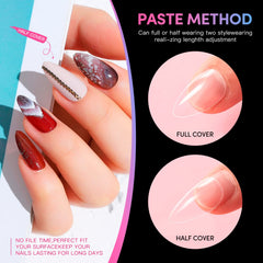 Krofaue tips uñas almendra cobertura completa para un look elegante.