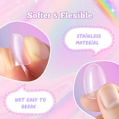 krofaue uñas niñas almendra corto, acabado mate suave para looks naturales.
