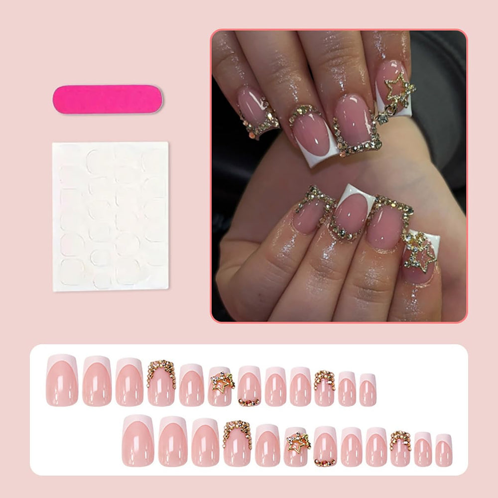 KRTBKR Piedras doradas 3D y estrellas para un aspecto glamoroso.