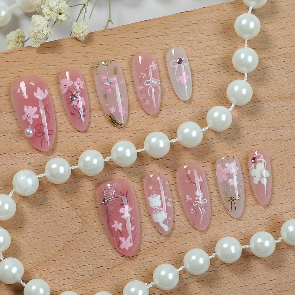 KRTBKR uñas postizas con brillo 3D y cristales dorados para ocasión especial