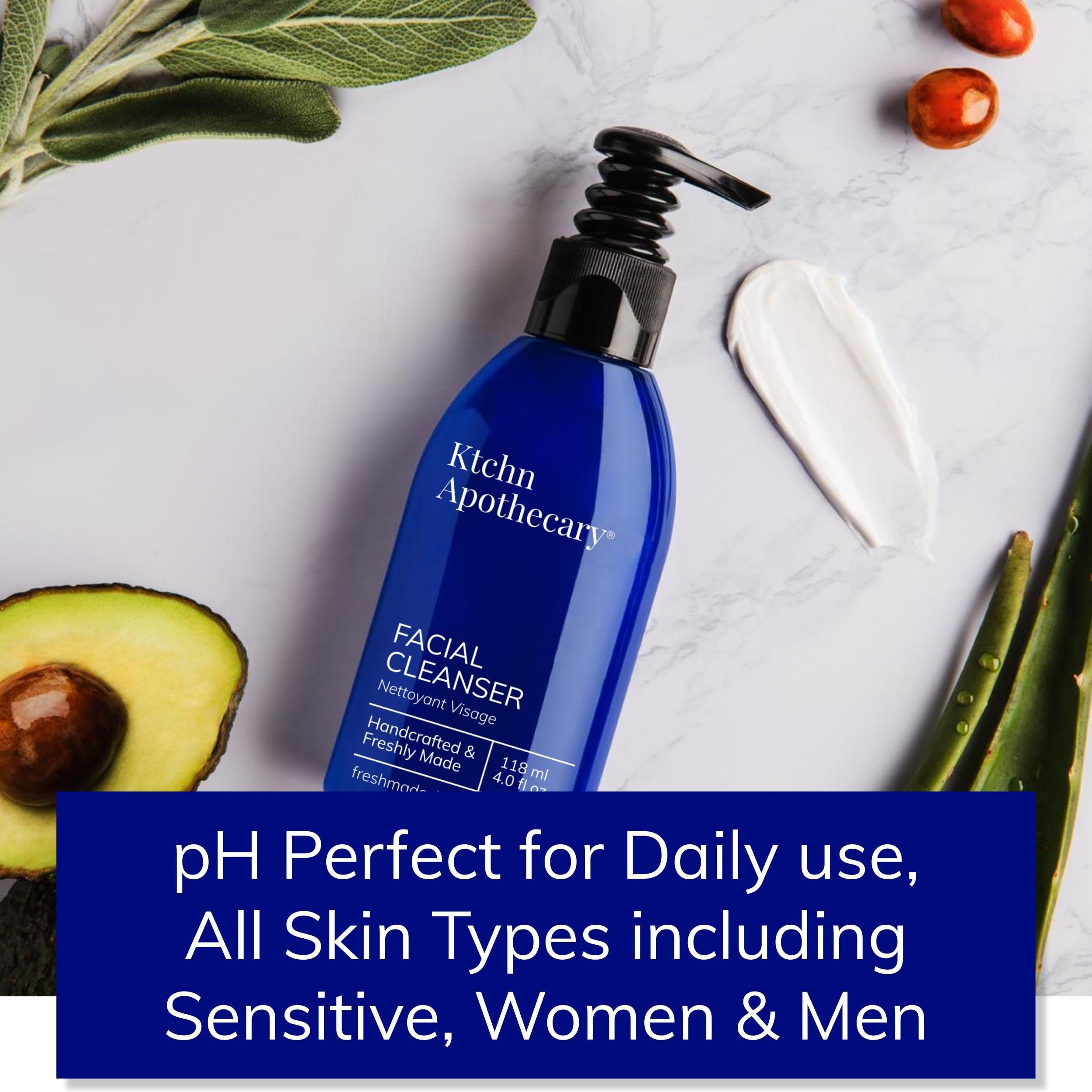Ktchn Apothecary ingredientes naturales, base suave para piel sensible